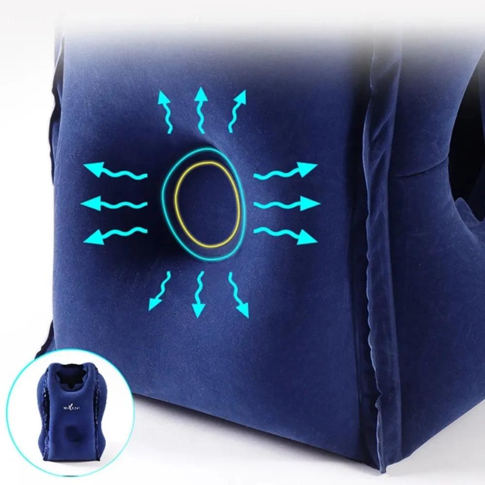 Upgraded Inflatable Air Cushion Travel Pillow Headrest Chin Support Cushions for Airplane Plane Car Office Rest Neck Nap Pillows image 3