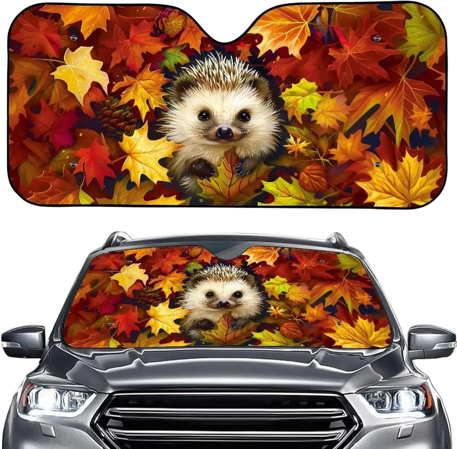 

Ежик с принтом кленового листа, лобовое стекло автомобиля, складной отражатель от солнца, защита от солнца для салона автомобиля, Cool Refl