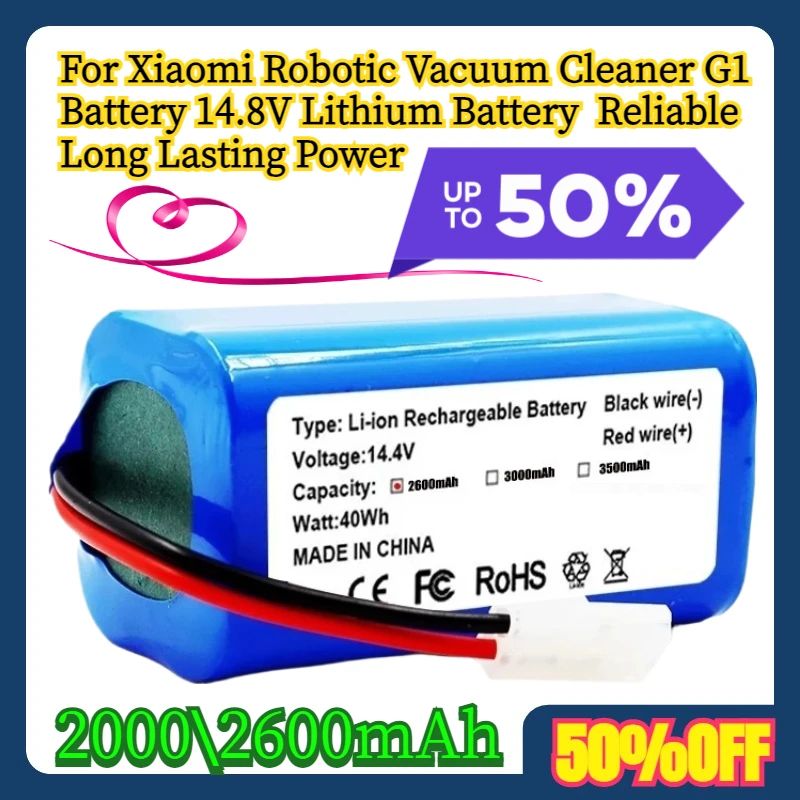 

For Xiaomi Robotic Vacuum Cleaner G1 Battery 14.8V Lithium Battery 2000\2600mAh Reliable Long Lasting Power