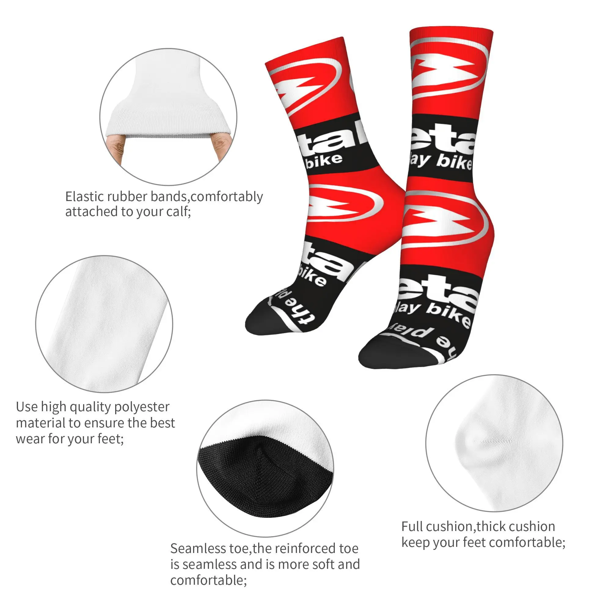 Custom B-Betas Logo Motorcycle Men's Crew Socks Unisex Funny 3D Printed  Motor Dress Socks
