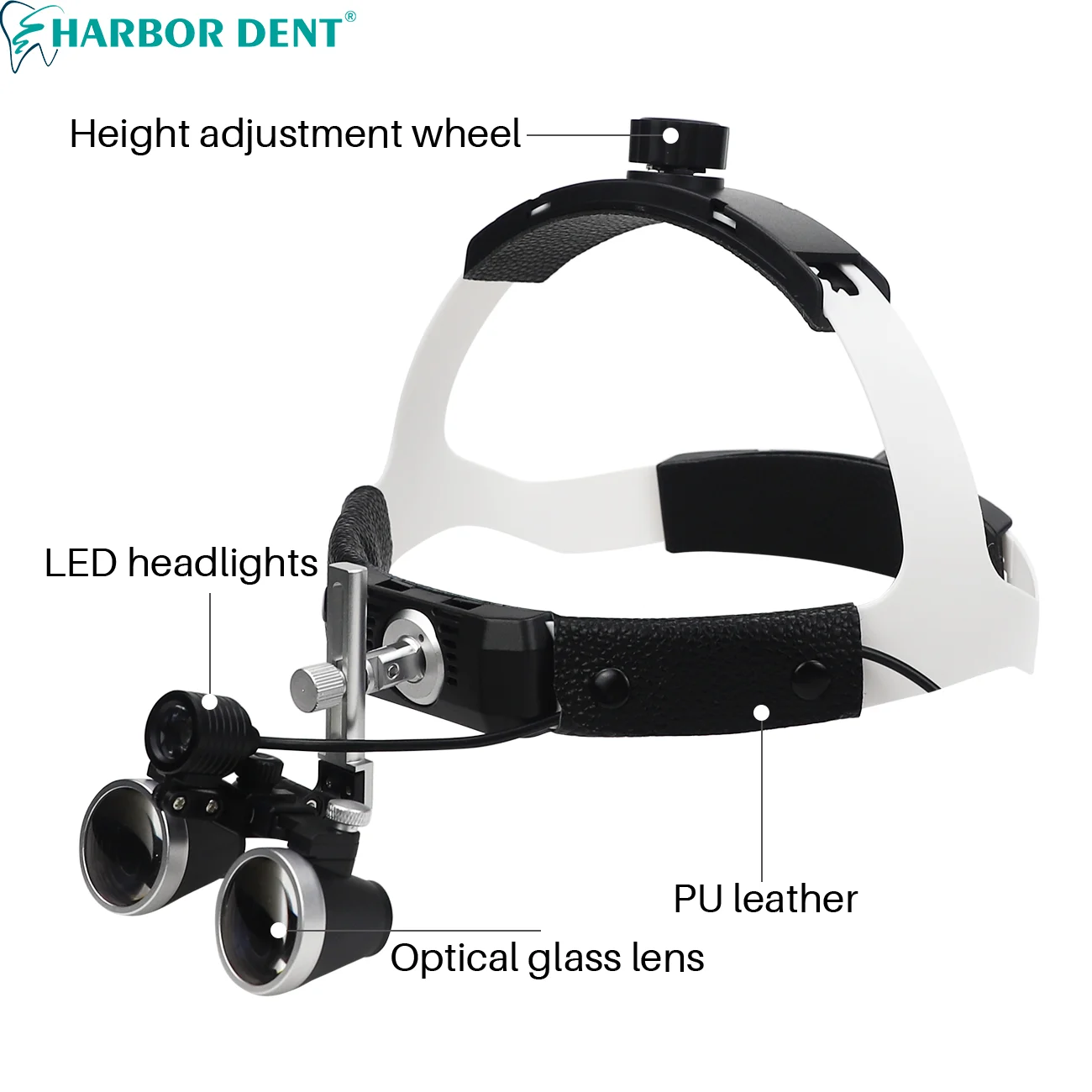 Lup gigi kepala lampu sorot 3W, lampu depan dengan 2,5x/3,5x teropong pembesar dokter gigi lampu bedah Lab medis