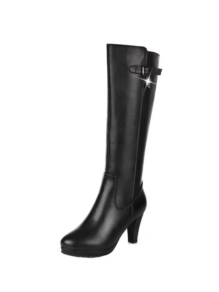 Botas De Mujer donna carino dolce bianco Pu stivali invernali in pelle Lady Casual marrone stivali comodi stivali da strada freddi E6020