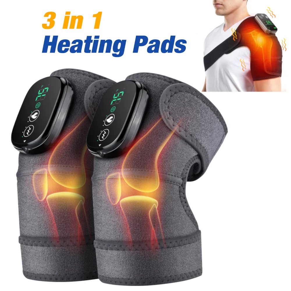 Heated Shoulder Massager Pads Knee Steamer Eletric Heating Vibration Belts Heater Warmer for Arm Muscle Relaxation Support Brace