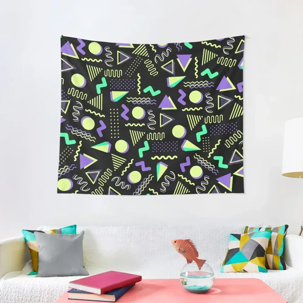 

Geometrical retro lime green neon purple 80's abstract pattern Tapestry Decoration Bedroom Tapete For The Wall Tapestry