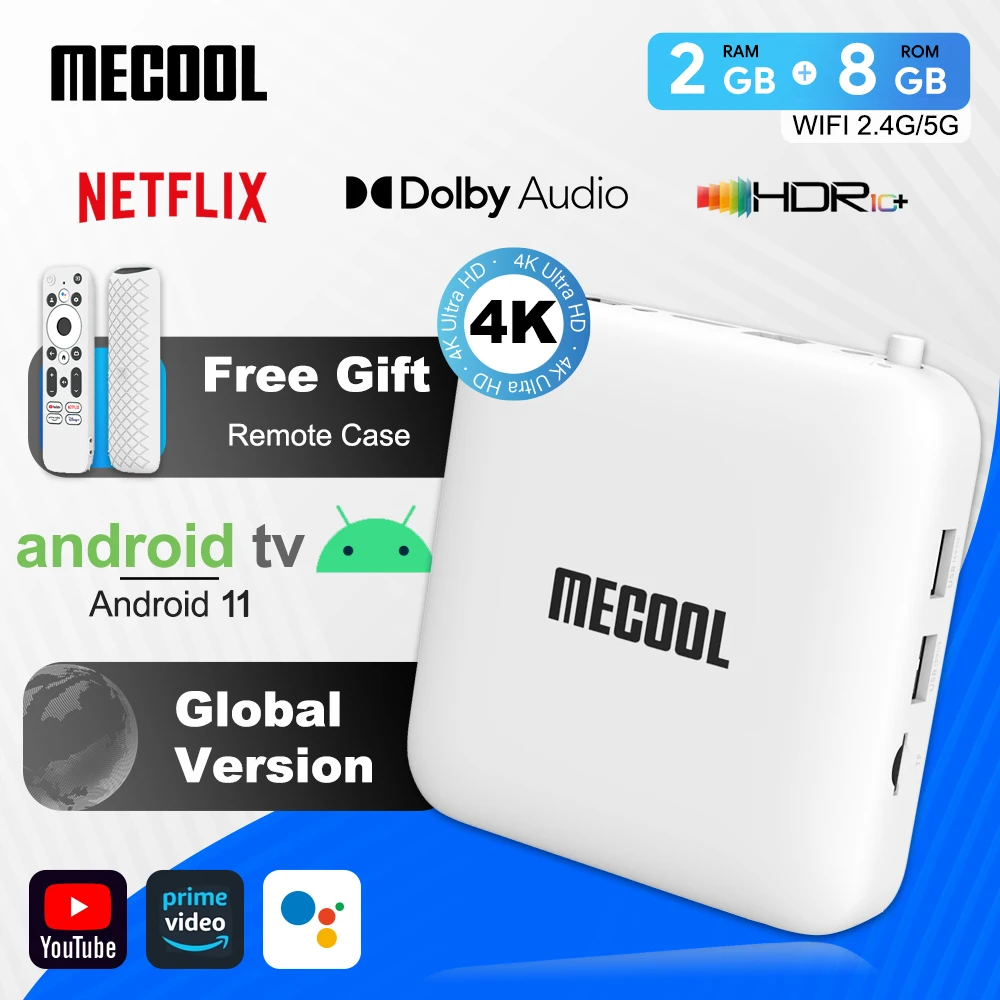 MECOOL KM2 4K Android TV Box Amlogic S905X2 2GB DDR4 USB3.0 SPDIF Ethernet WiFi Multi-streamer HDR 10 Widevine L1 TVBoX Set Top