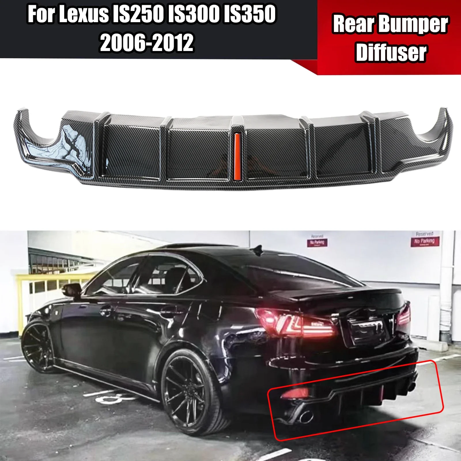 

Диффузор для заднего бампера со светодиодной лампой для Lexus IS250 IS300 IS350 2006-2012, задний спойлер, автомобильный аксессуар