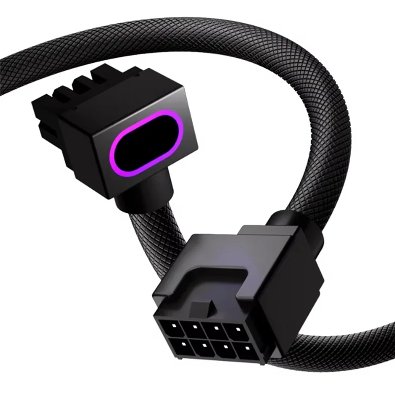 XB-CPU8PIN ARGB PC Cable- Motherboard Extension Cable With 5V 3-Pin, 18AWG 90° Right-Angle Design, Male-To-Female Connectors