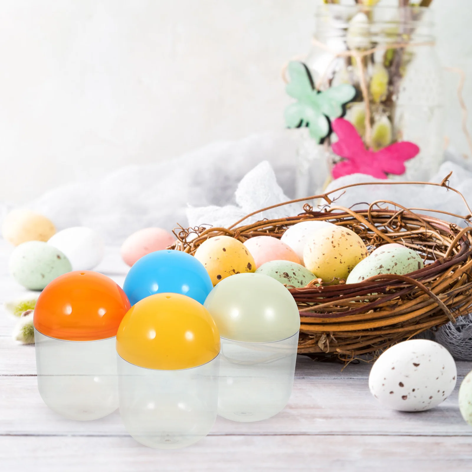 

4Pcs Capsules Storage Boxes Plastic Fillable Easter Candy Containers Gift Packing Clear Capsule Storage for Holiday Party