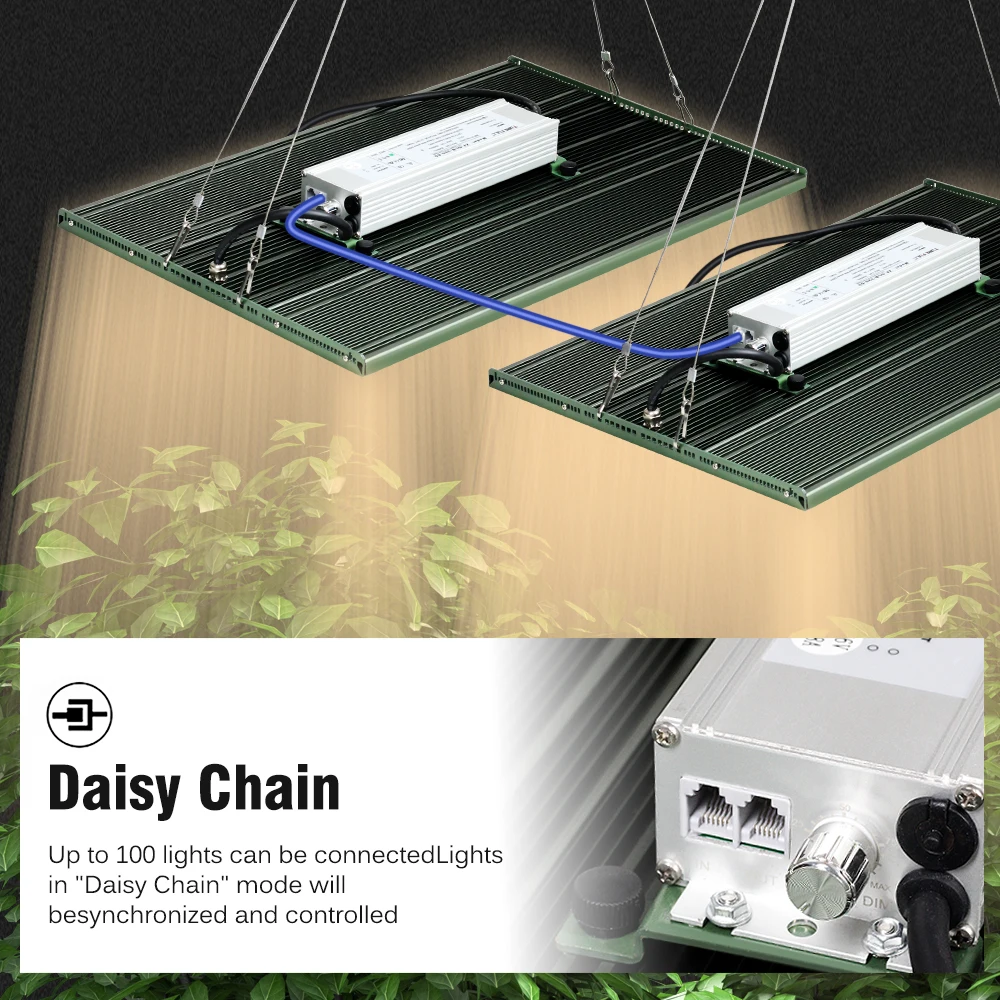 300W LED Growth Lamp Aluminum Structure with Dimming Button Plant Lamp Greenhouse Flower and Vegetable Full Spectrum Lighting