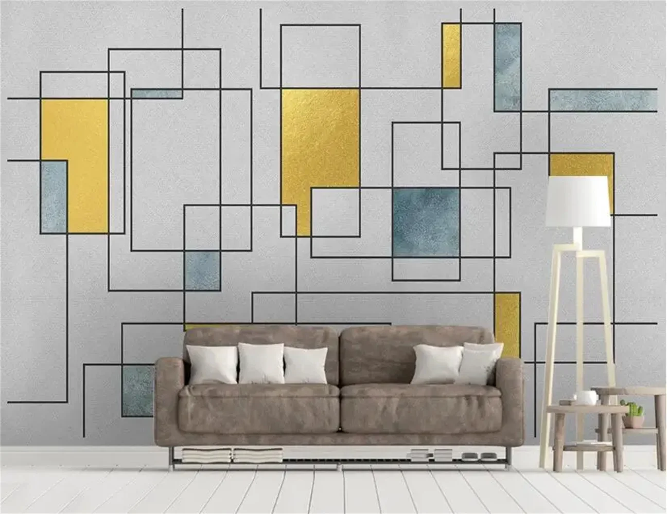 Beibehang カスタム 3d 壁紙壁画モダ​​ンなミニマリスト幾何学的なゴールデンモザイクパターン寝室のベッドサイドの背景壁紙