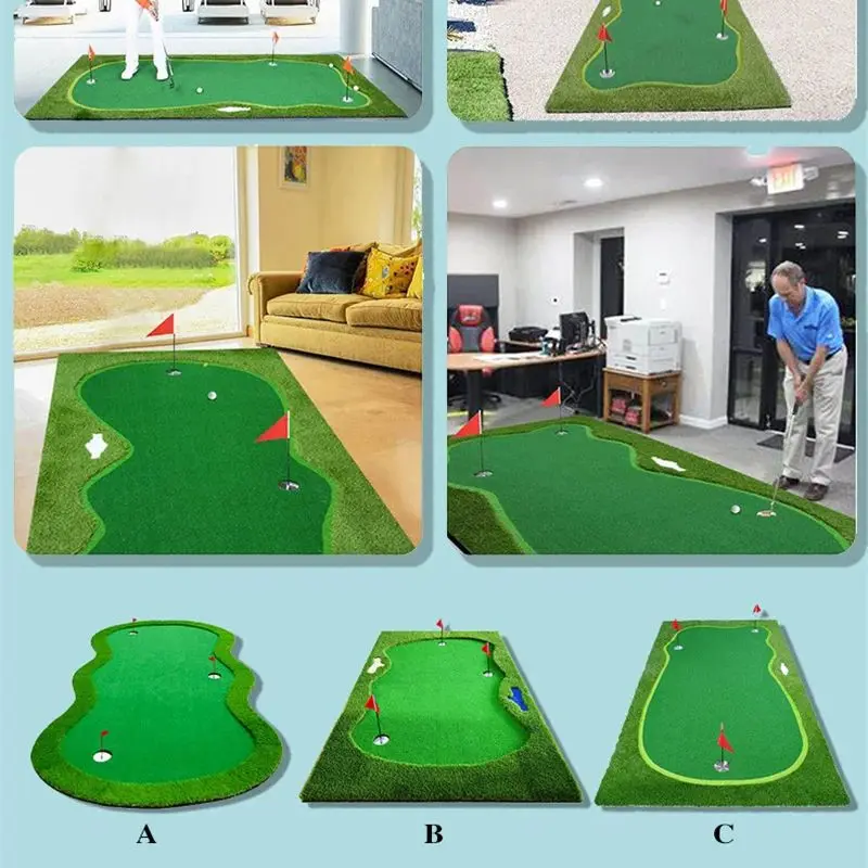 PGM 3 Holes Indoor Golf Putting Green 120x300cm Indoor Outdoor Training Putter Mat Practice Putting Green for Home Use