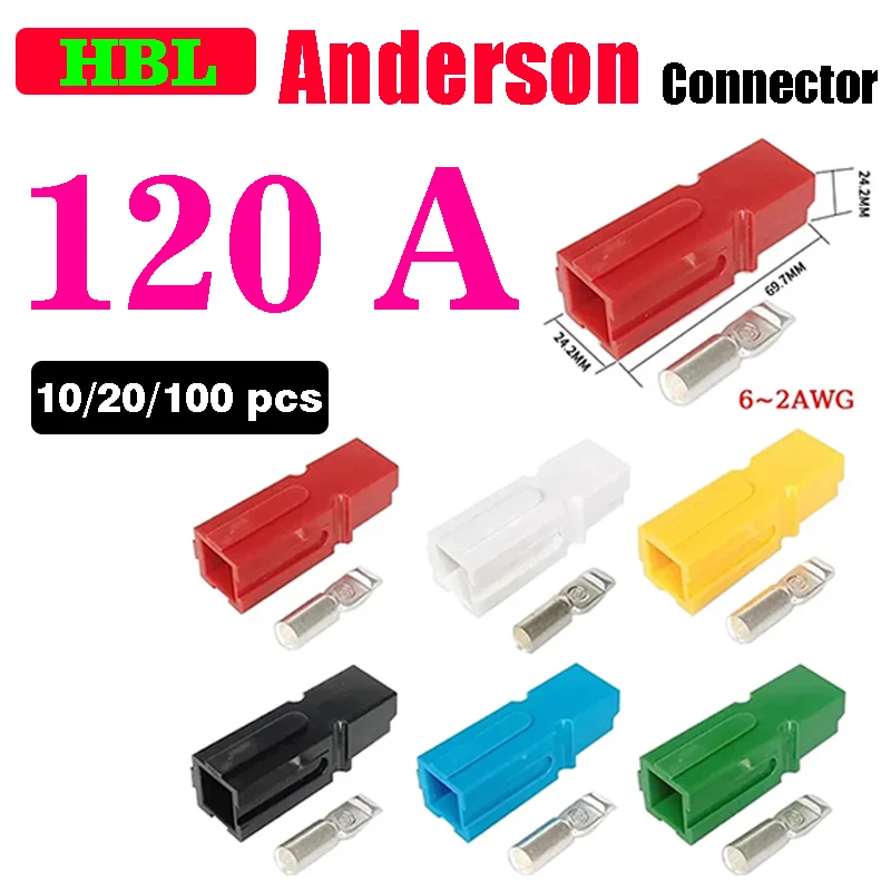 10/20/100PCS 120A 600V For Anderson Type Single Pole Power Charge Connector Forklift Power Plug Car Battery Charge Plug