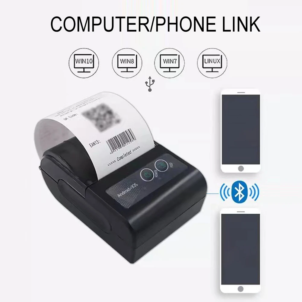 New Thermal Receipt Printer Bluetooth Portable Mini Printer 58MM Small Pos Machine for mobile phone ipad android / ios