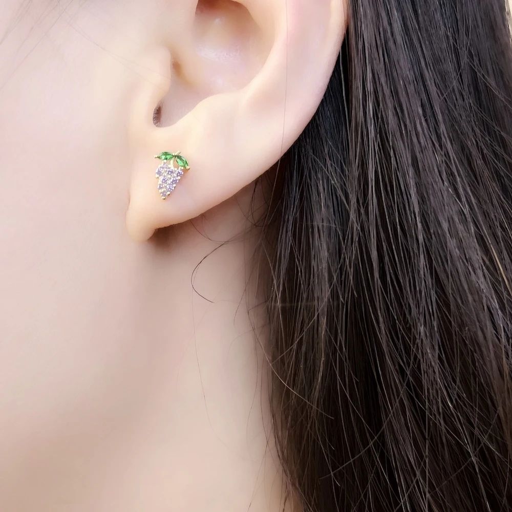 Ohrstecker Traube Gold Europa Feiner Schmuck für Frauen, 2022 Sommer süßes stilvolles Geschenk aus 925er Sterlingsilber – Detail 4