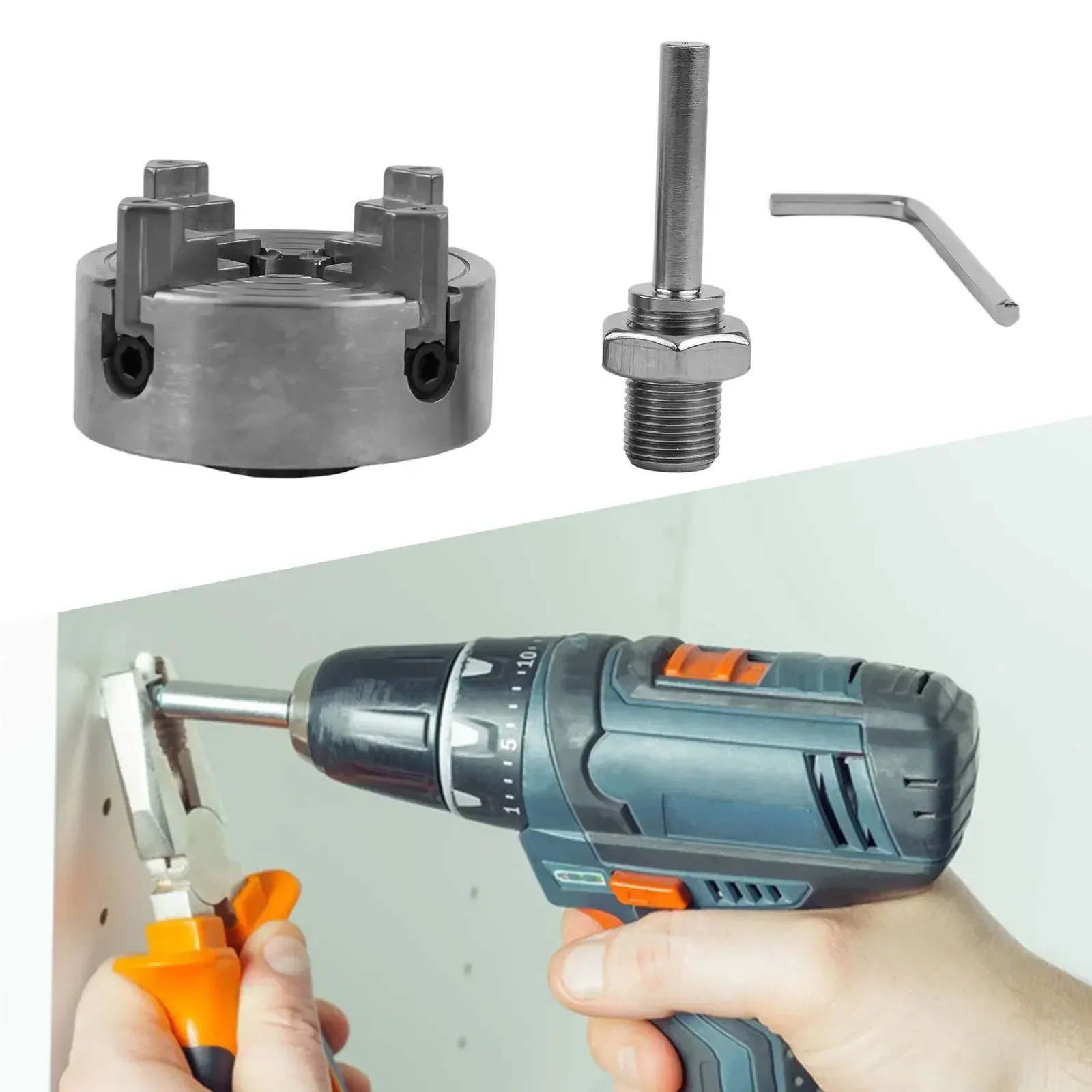 Z011 Metal 4 Jaws Manual Lathe Chuck Clamp HCS Self-Centering Mini Drill Chuck Connecting Rod With Four Jaw Chuck