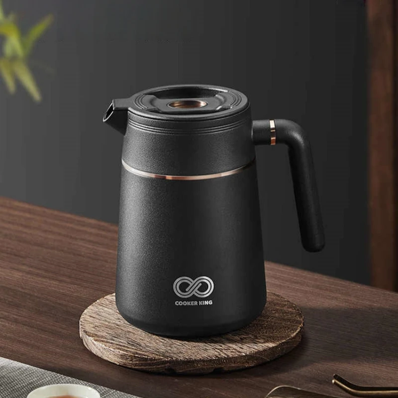 

1pc Large Capacity Double-Wall Vacuum Insulated Coffee Pot Teapot | Ceramic Inner,long-lasting Insulation, for Home, Outdoor