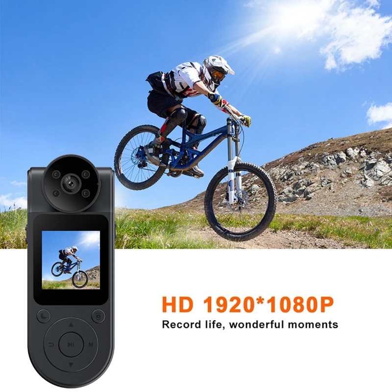 Mini câmera FULL-HD 1080P Bodycam 180 °   Câmera DV esportiva ajustável Gravador de aplicação da lei ao ar livre Câmera de visão noturna