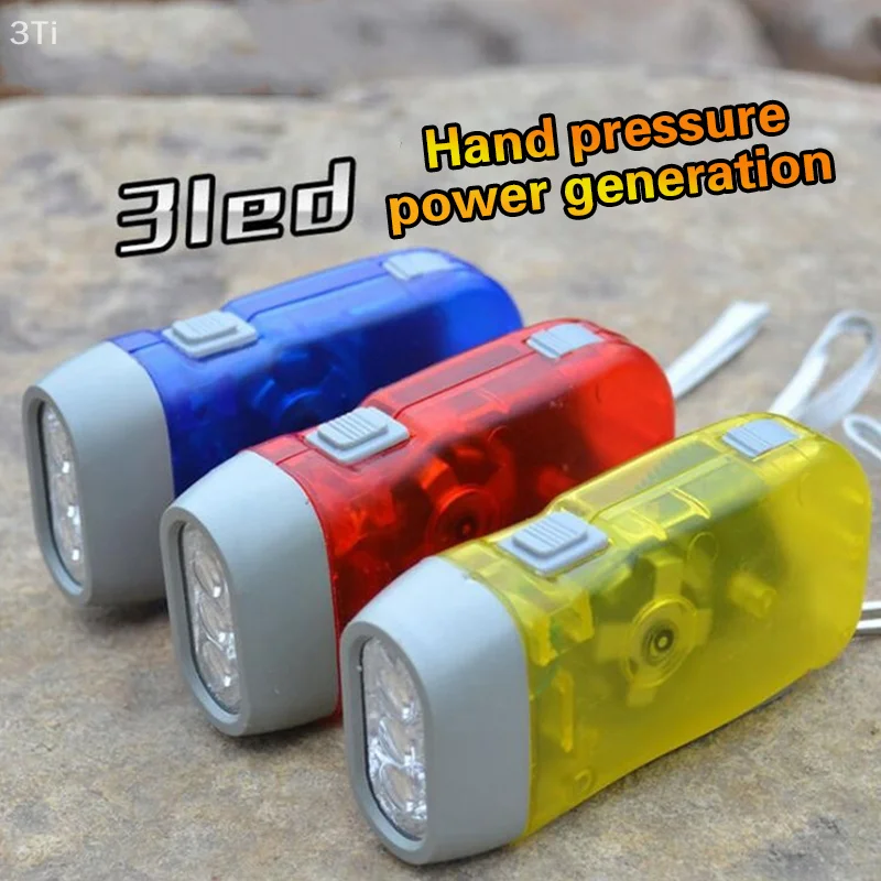 Hot Sell Outdoor LED Manual Pressure Generator Crank Flashlight No Battery Flashlight Camping Light Lamp Emergency Survival Tool