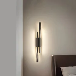 Modern Minimalist Wall Lamps Living Room Bedroom Bedside 12W AC96V-260V LED Sconce black gold Lamp Aisle Lighting decoration
