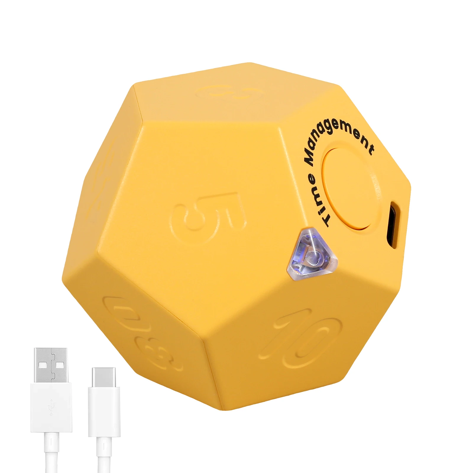 Cube Timer 450mAh Rechargeable Mini Time Management Cube 2 Alarm Mode Pomodoro Timer Cube Dodecagon Time Ball Dodecahedron Timer