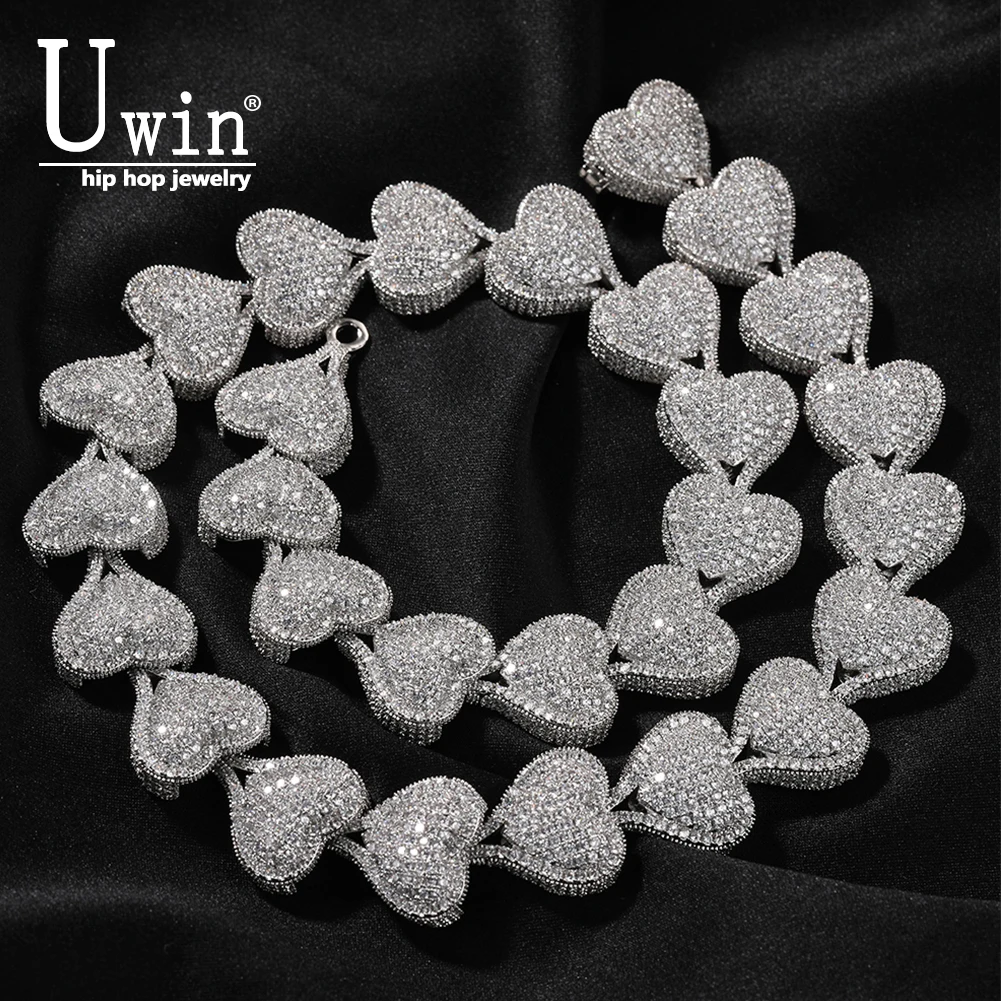 

Uwin Heart Necklace Cubic Zirconia Micropave Connected End To End Charm Jewelry Women Accessories Gifts