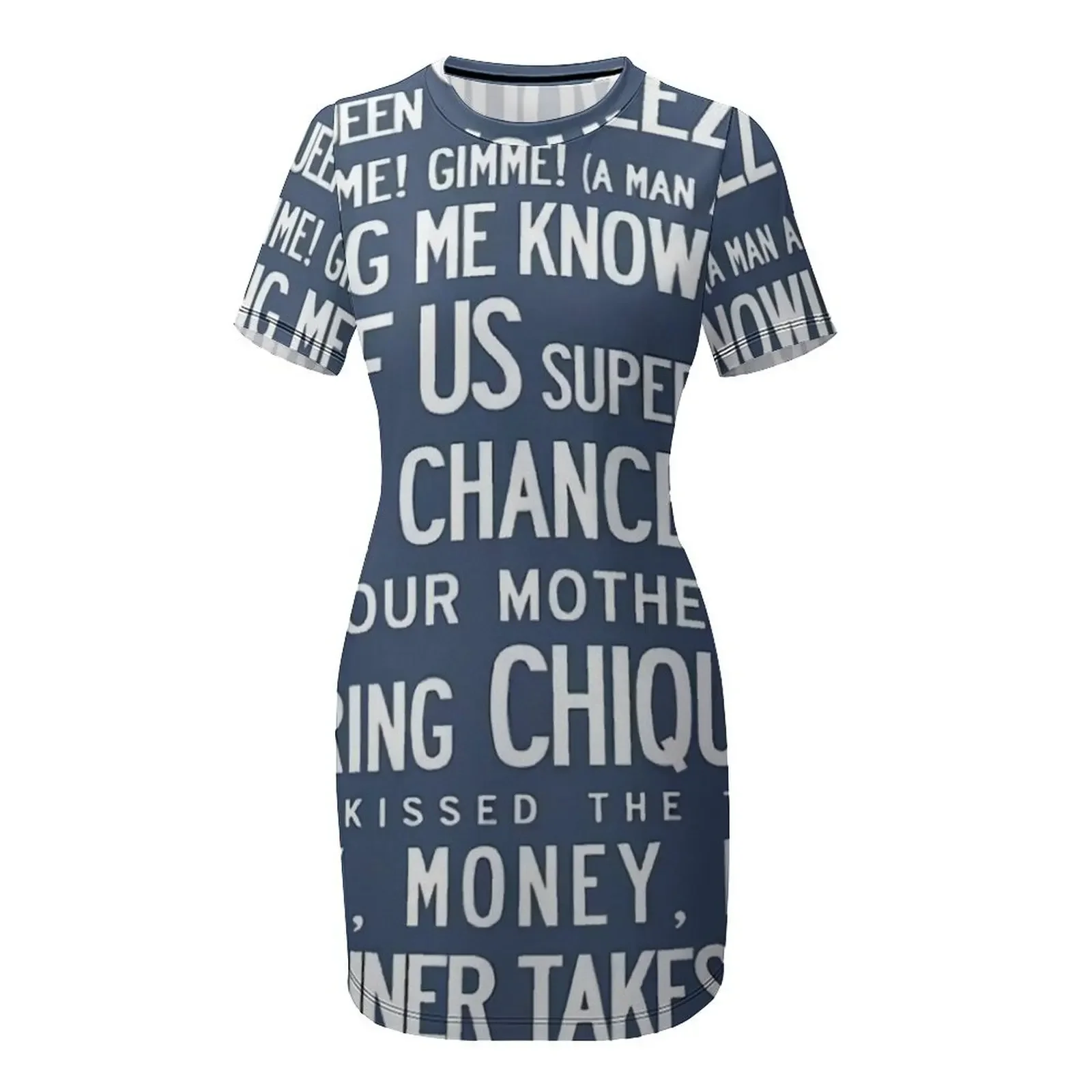 ชุดเดรสแขนสั้น SOS AB BA Lyrics สำหรับงานพรอม ปี 2025 ชุดเดรสฤดูร้อนทรงหลวม เสื้อผ้าผู้หญิงฤดูร้อน