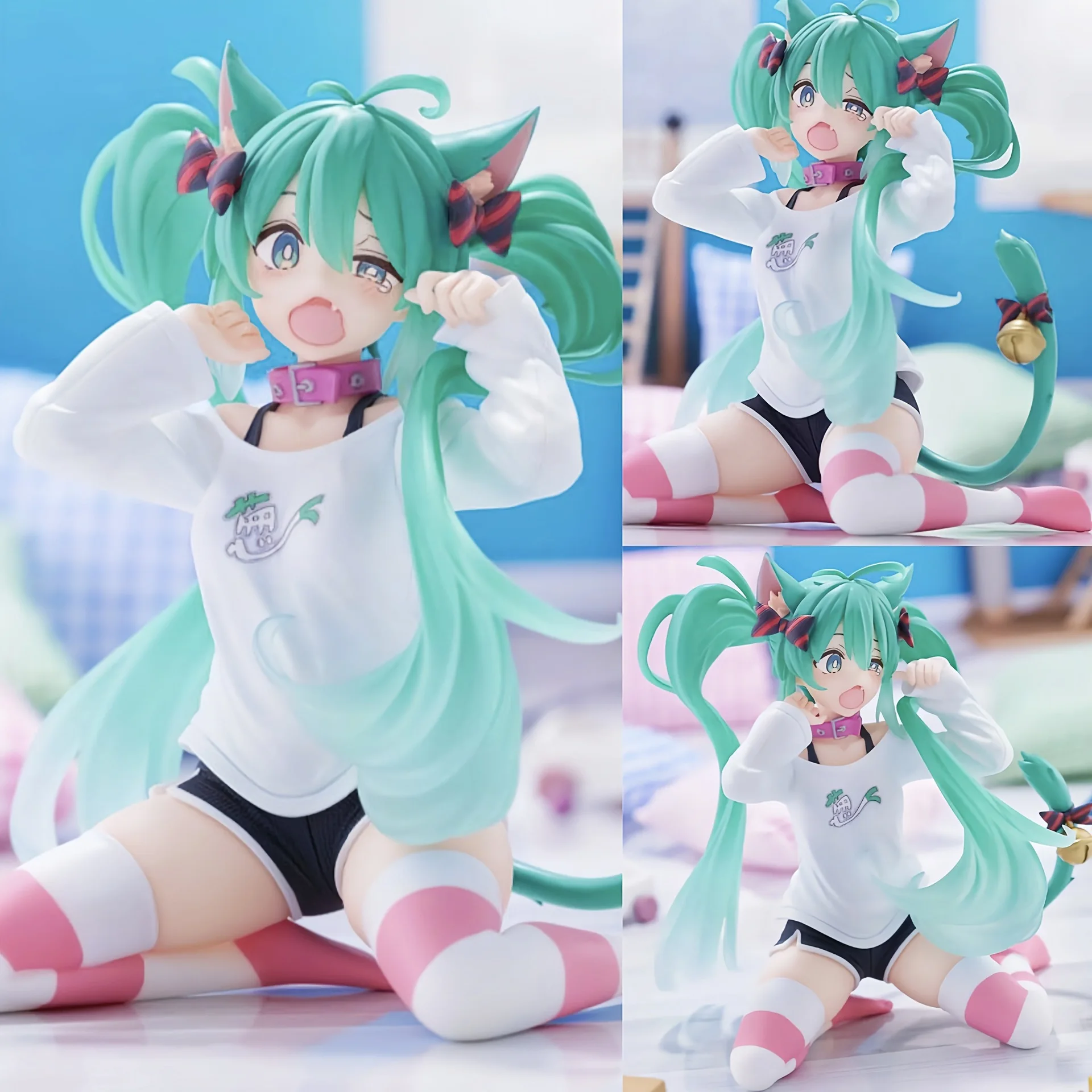 Anime Figur Hatsune Miku Desktop Nette Sexy T-Shirt Mädchen Action Anime Figur Kawaii Sammlung Dekoration Modell Ornament Spielzeug
