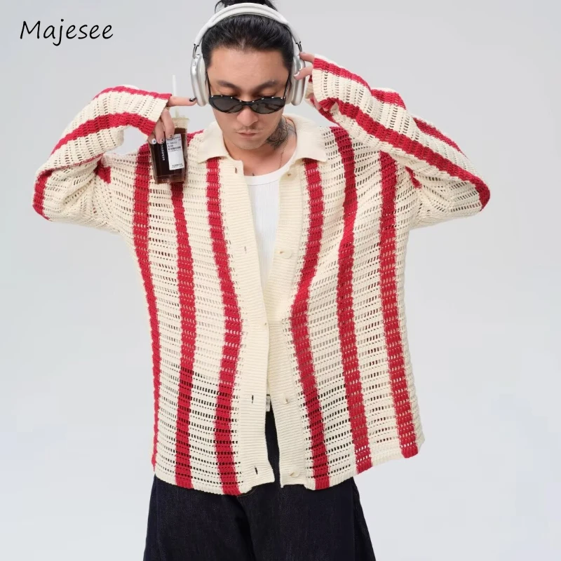 Knitted Cardigan Men Vintage Panelled Lapel Outwear Cozy Handsome American Style Soft Autumn Winter Fashion Personality Кардиган