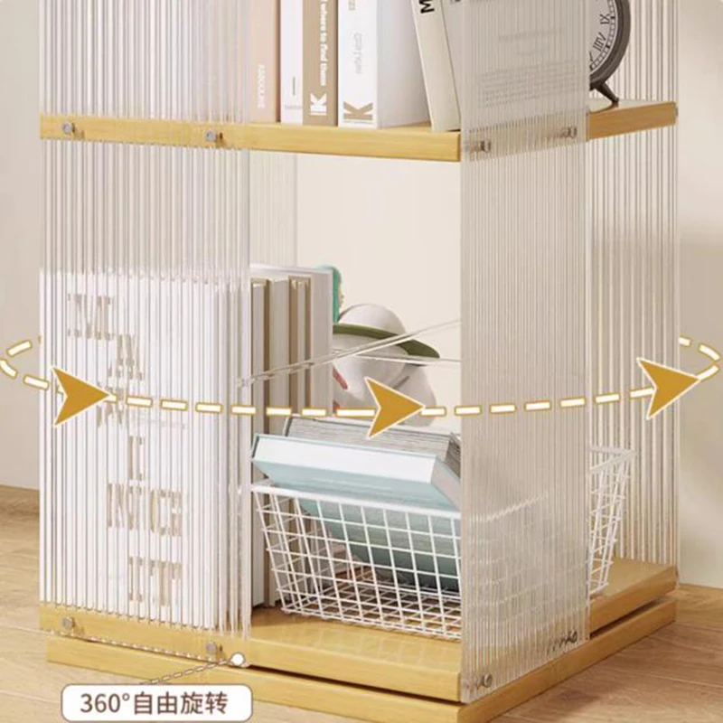 Modular Reading Floor Bookcase Multi-layer Rotating Bedroom Study Bookcase Acrylic Minimalist Etagere Rangement Modern Furniture