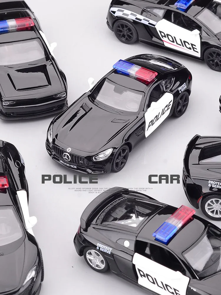 Simulation 1/36 Diecast Audi R8 Police Car Model Lambor Ford Alloy Toy Vehicle Children Boy Gift Collective Miniature Voiture