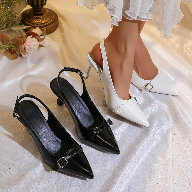 

Women's French-style Slimming Pointed-toe Low-heeled Ponytail Sandals 2026 New Style High-heeled Shoes
