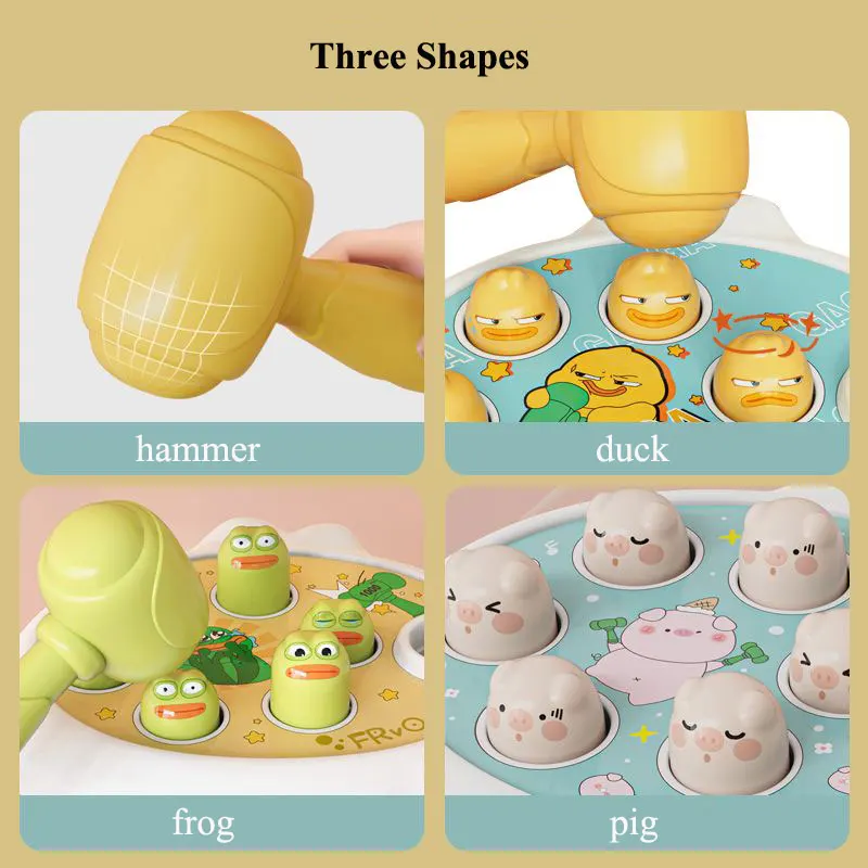 Duck/Frog/Pig/Seals Baby Toy Montessori Learning Game Educational Puzzle Gift for 12 24 Months Toddler Boy/Girl with Hammer