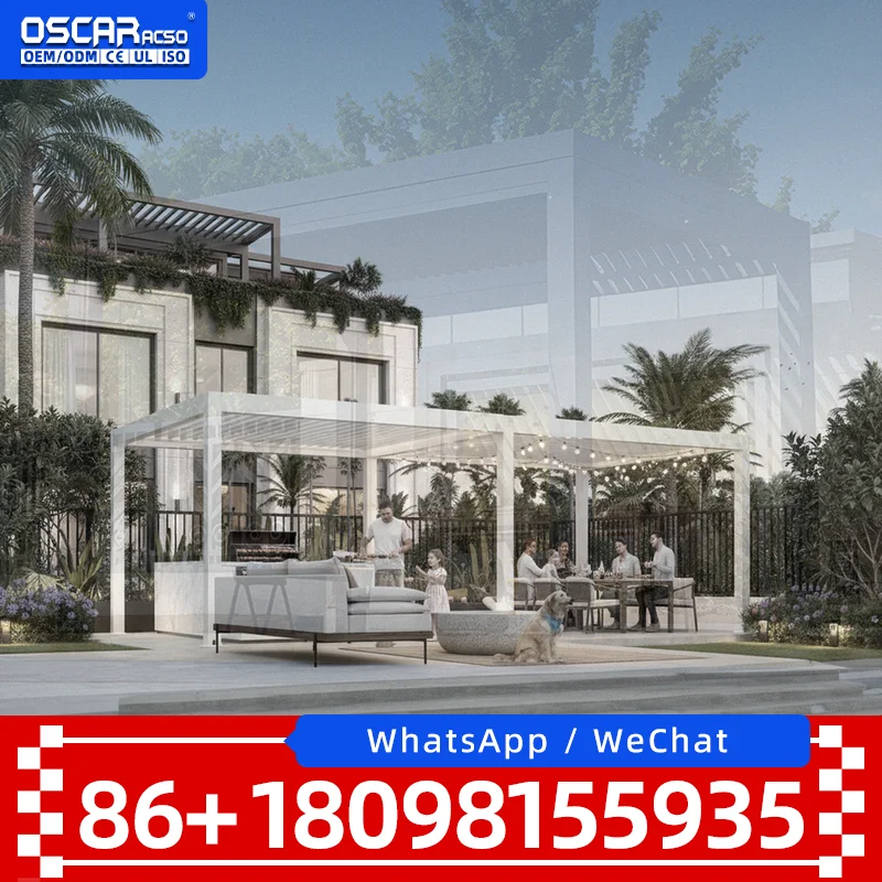 Outdoor Large Size Waterproof Motorized Aluminum Louvered Pergola in Backyard Patio Garden pergola