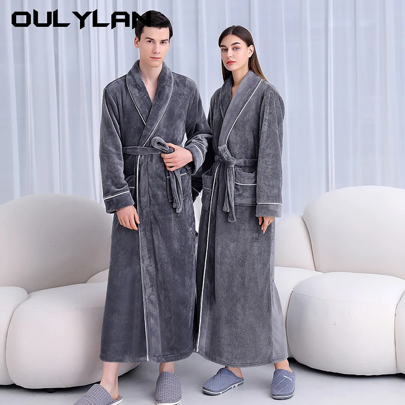 Oulylan Newest Men's Winter Thicken Warm Flannel Pajamas Sets Male Long Sleeve Plus Size Pajamas Sleepwear Homewear Casual