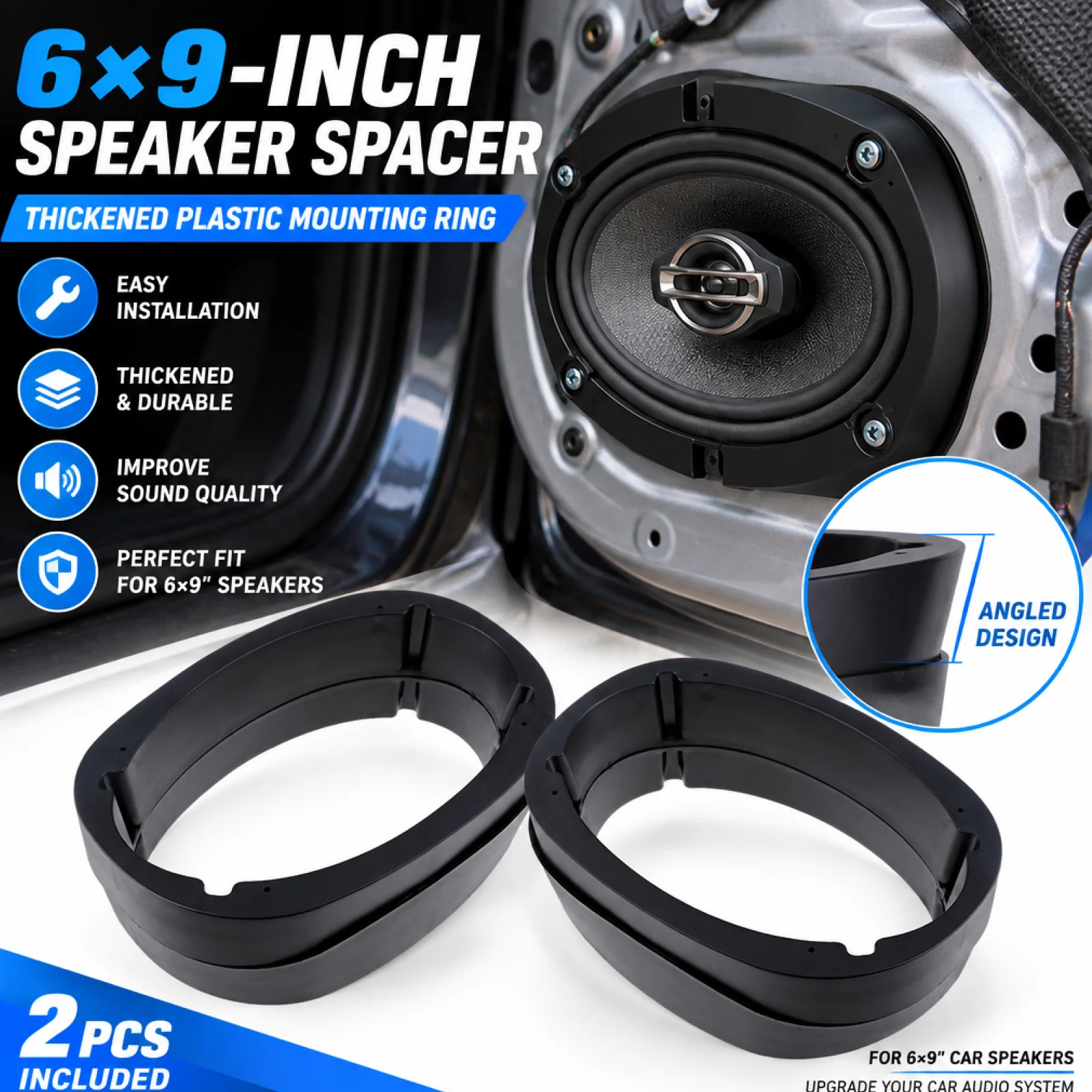 Dolity 2 Pieces X 9' Audio Stereo Speaker Spacer Adaptor Universal Hollow Slope