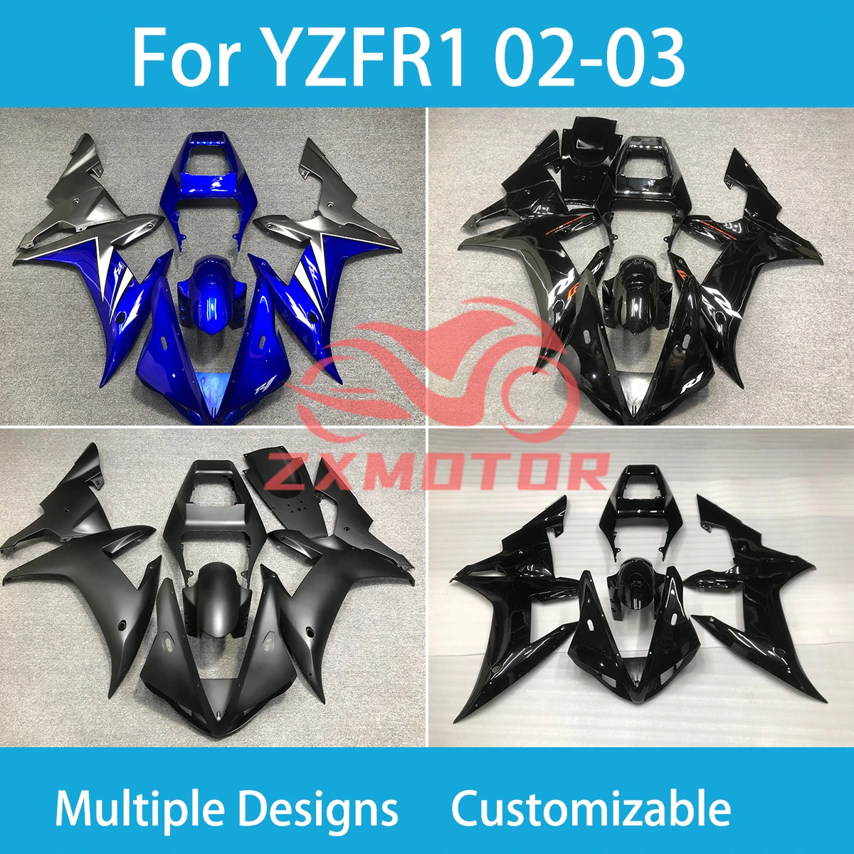 100% Fit Fairings for Yamaha YZF R 1 2002 2003 Black Cool Racing Motorcycle Body Parts Set Fairing Kit R1 02 03