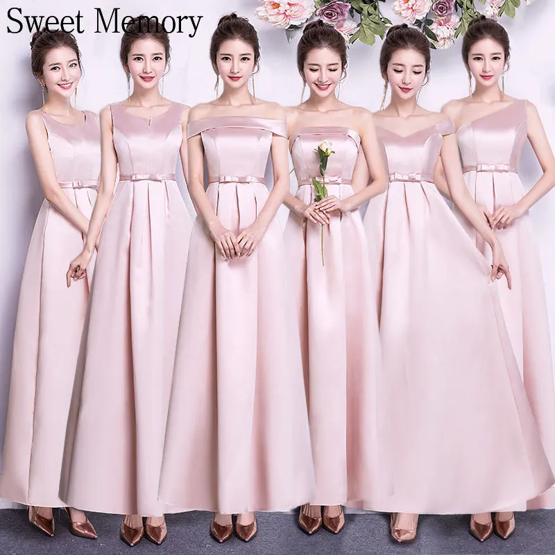 Blue Bridesmaid Dresses Satin Pink Champagne Lace Up Wedding Party Robe Formal Gown Female Long Graduation Dress