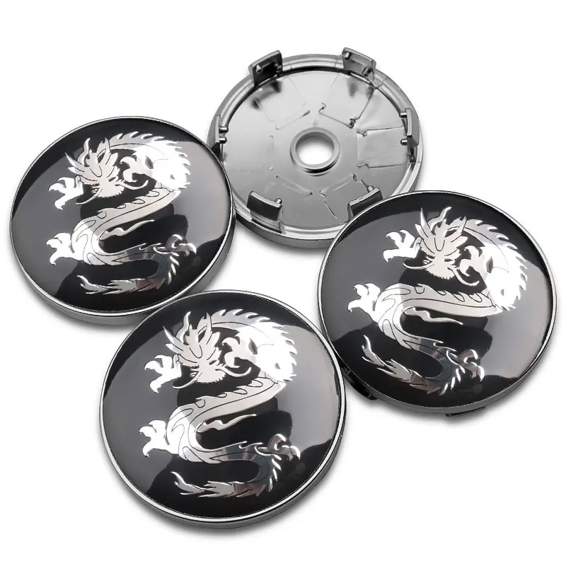 4pcs Universal 60mm Dragon Emblem Car Wheel Center Cap Hub Covers Badge For Mercedes Benz BMW Lexus Mazda Tesla Ford Chevrolet