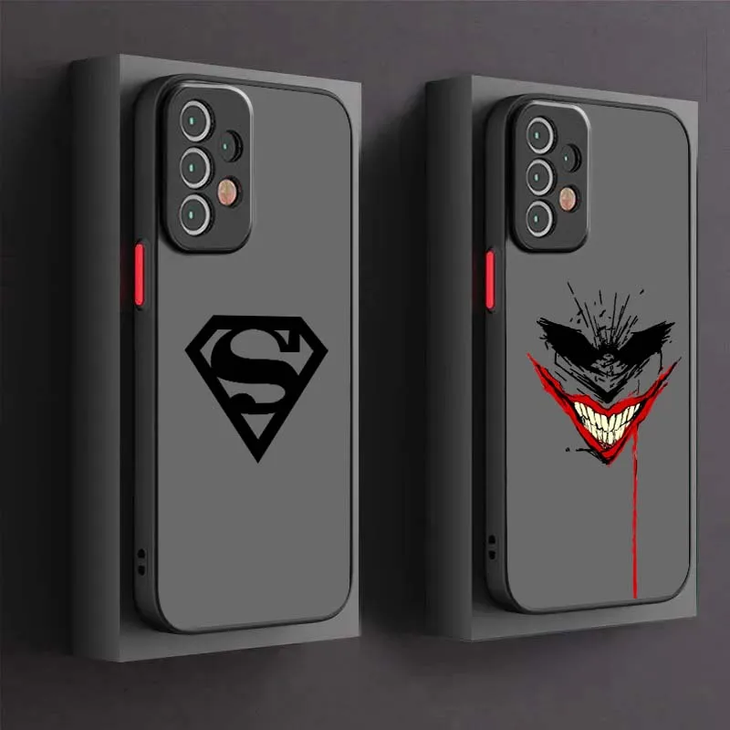 

S-Superman J-Joker Cool Logo For Samsung S25 S24 S23 S22 S21 S20 S10 S9 Ultra Plus Edge FE 5G Frosted Translucent Phone Case