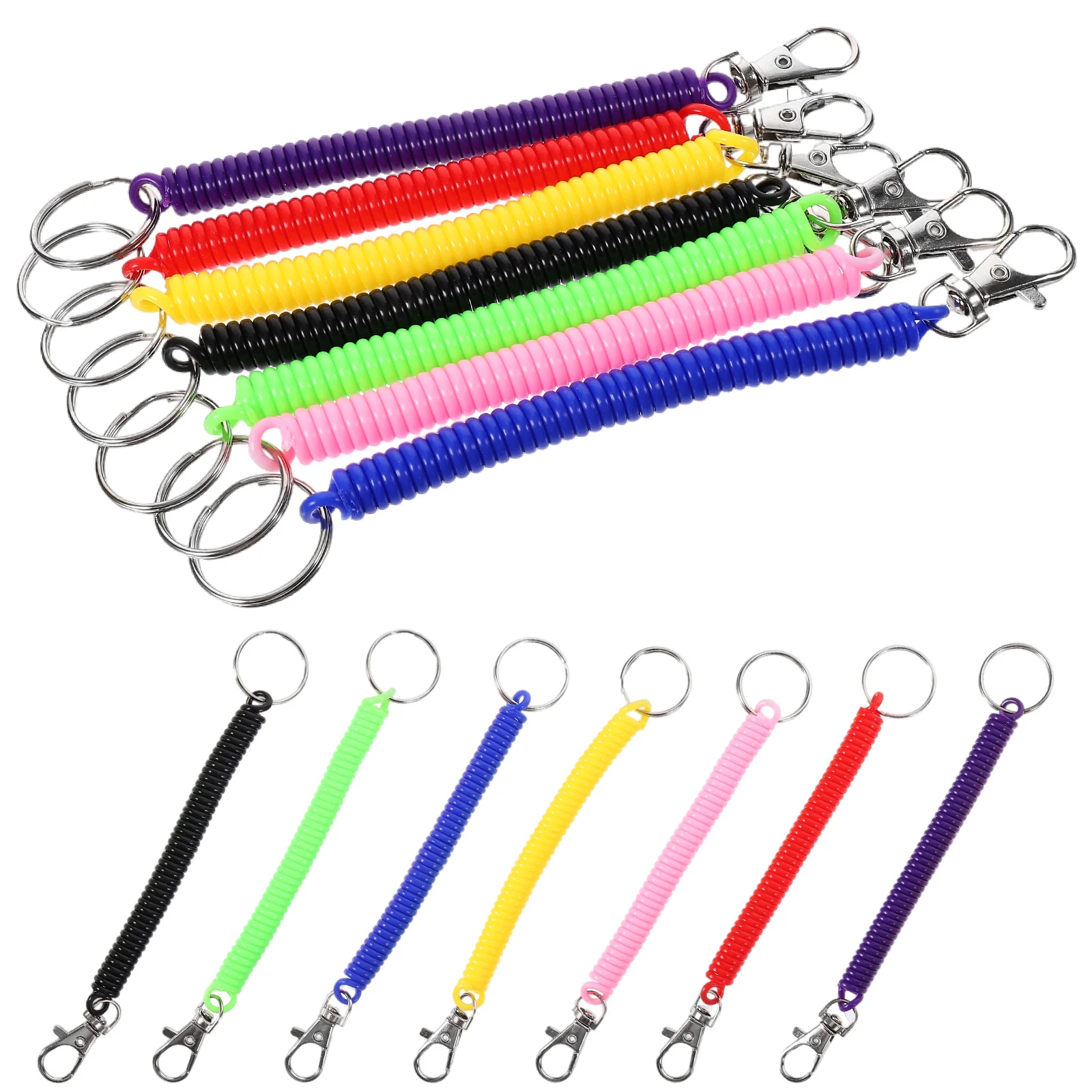 

14pcs Spring Rope Anti Lost Keychains Elastic Phone Lanyards Wrist Bands Black Red Blue Green Purple Yellow Pink Durable