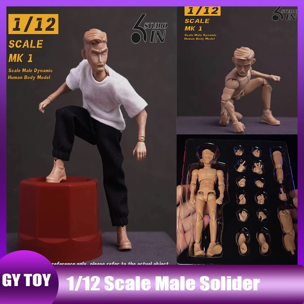 

6in Studio1/12 Scale Male Solider Flexible Mk1 Joints Wide Shoulders Narrow Waist Muscular Body 6” Action Figure Model Toy gift