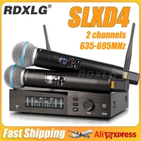 ¡Calidad superior! SLXD4 micrófono inalámbrico Dual profesional puesta en escena 2 canales 600-699MHz UHF Karaoke Metal de mano SLXD2
