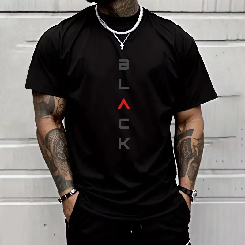 Cotton Mens T-shirt Printing Casual Short Sleeve Outdoors Sports Jogging Loose Tees Daily Black White Fashion Street T-shirt