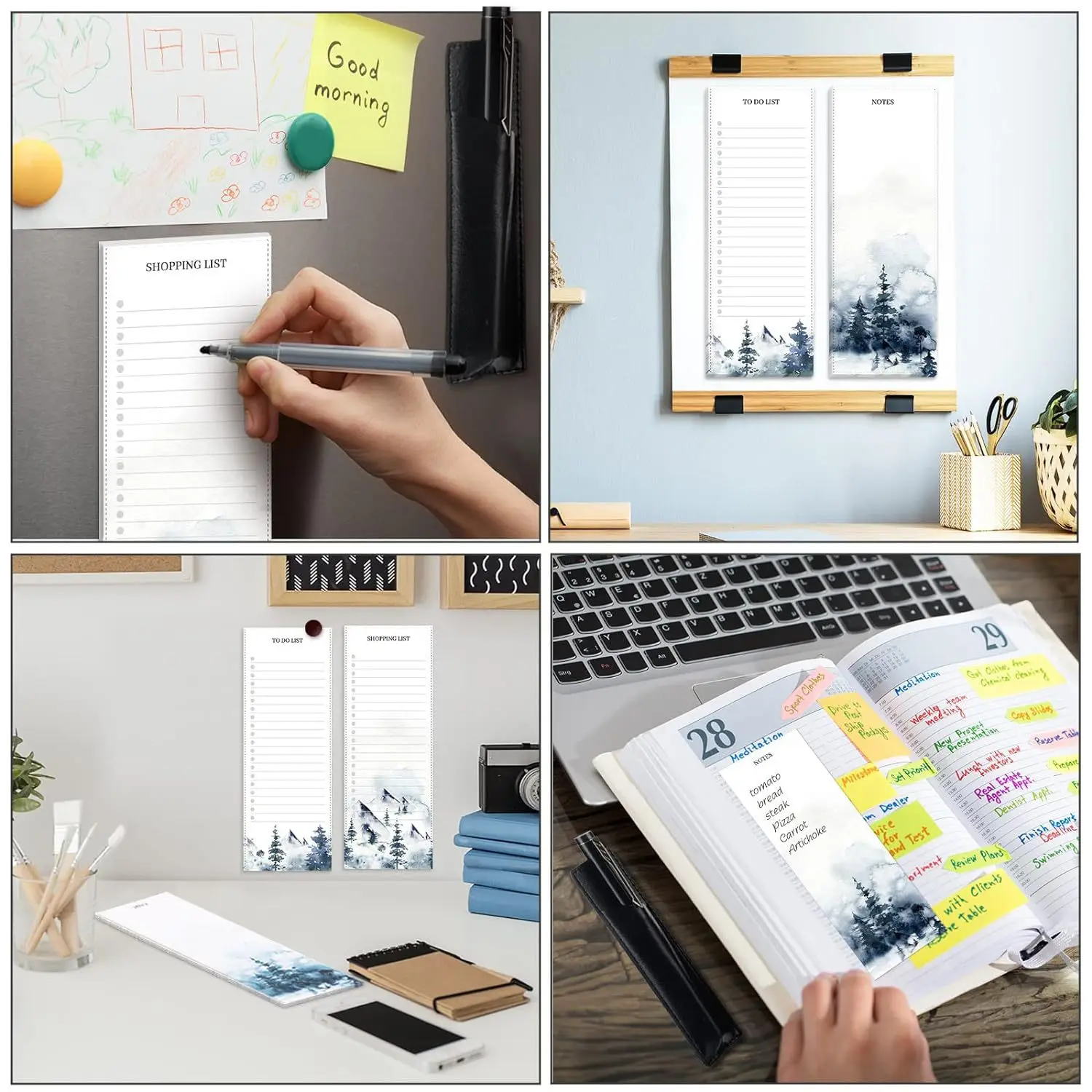 50 Sheet Landscape Series Magnetic Fridge Memo Pad Non-sticky To Do List Planner Shopping List Message Paper Non-sticky Note