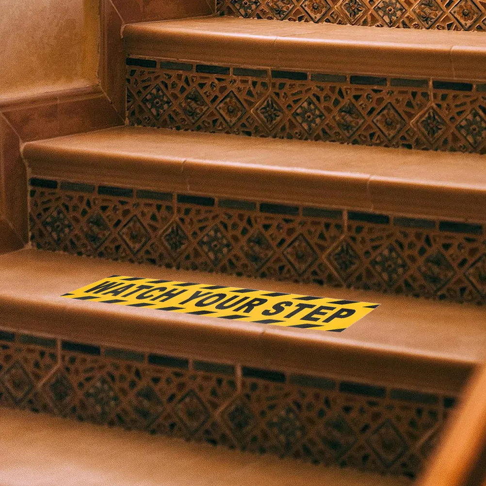 2Pcs Anti Slip Watch Your Step Floor Sticker High Visibility Safety Tape for Stairs Walkways Home Office Mall Caution Warning