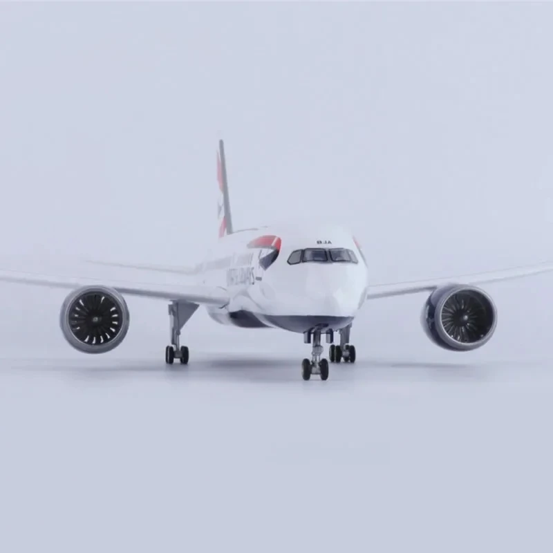 Imagem -05 - Escala 1:130 43 cm 787 Boeing Jetliner British Airways B787 Modelo de Aeronave Joias de Avião de Resina Fundida com Luzes Led