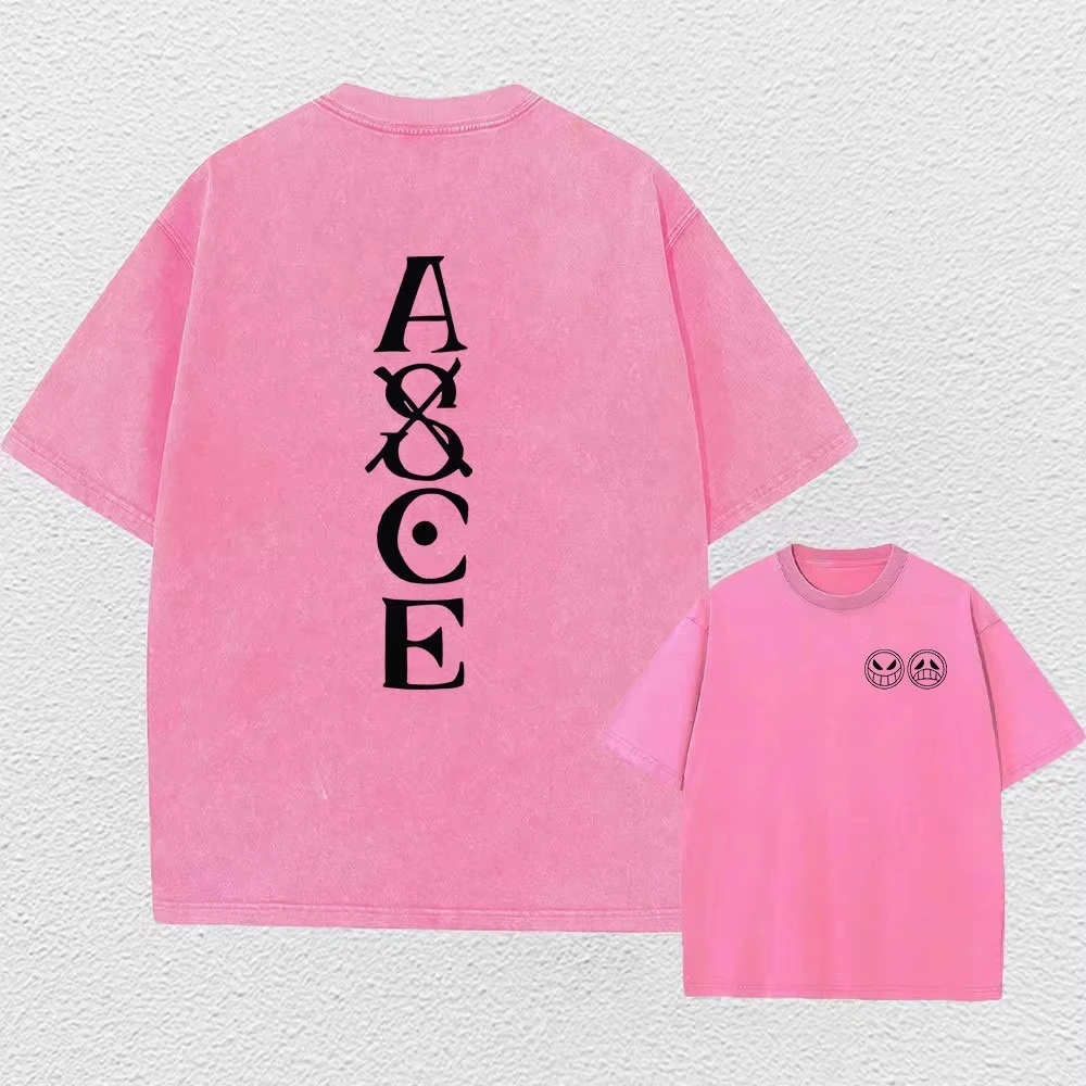 원피스 애니메이션 프린트 워싱 티셔츠 남성 힙합 스트릿웨어 오버사이즈 여성 반팔 그래픽 티셔츠 여름 하라주쿠 캐주얼 탑