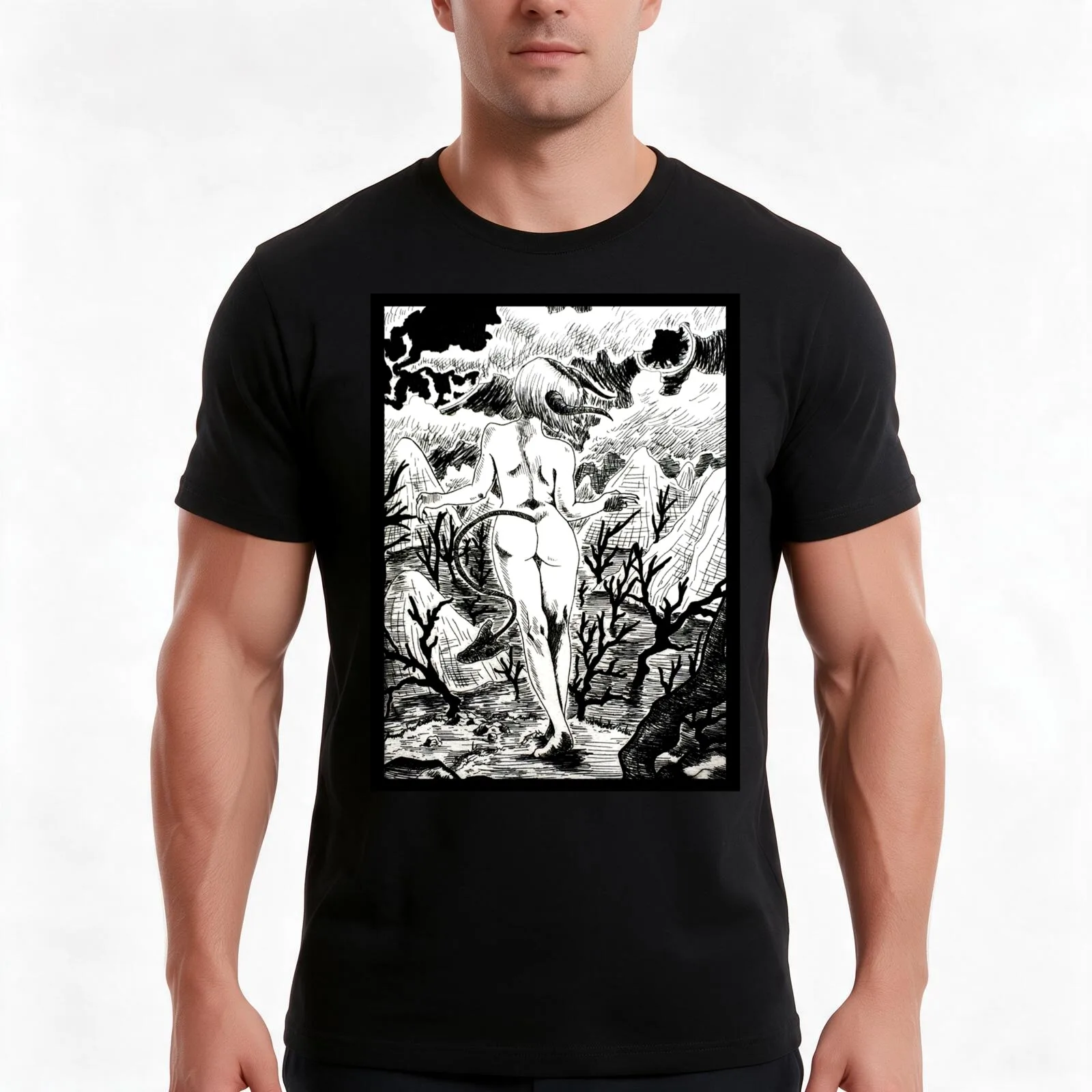 Devils Booty T-Shirt, Summer Casual Cotton Tee, Oversized Streetwear Tops, Vintage Graphic Print, Loose Fit Short Sleeve
