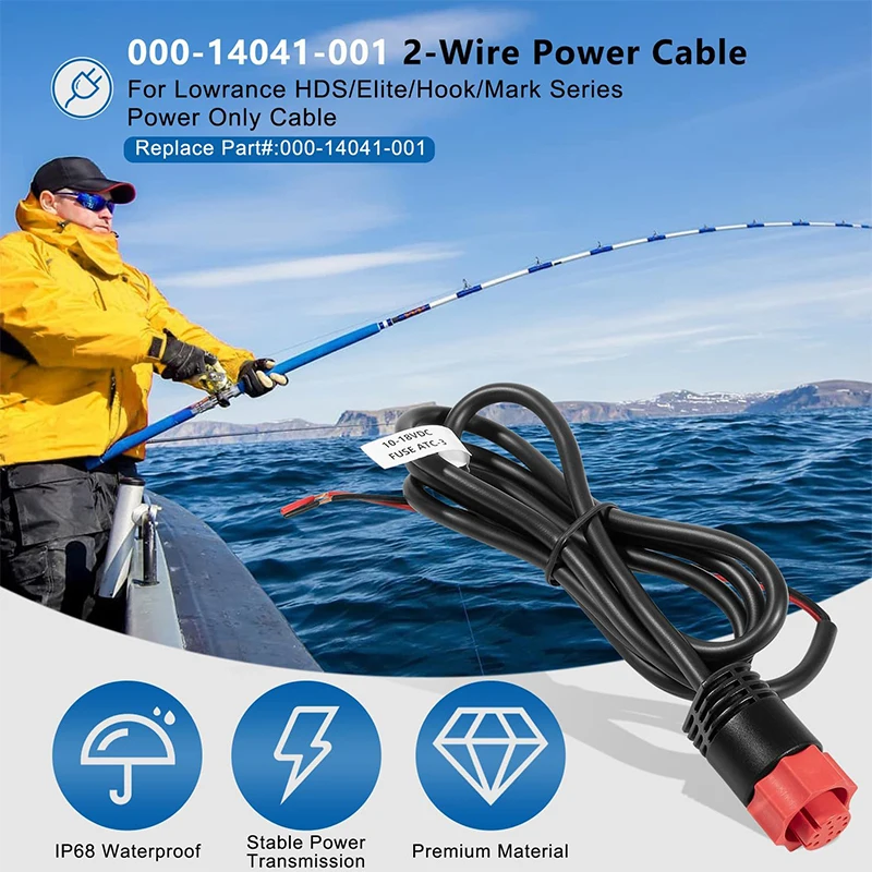 000-14041-001 Zamiennik kabla zasilającego HDS/Elite/Hook, 3 stopy, 2-przewodowe zasilanie tylko pasuje do Lowrance HDS, Elite FS, Elite Ti2, hak