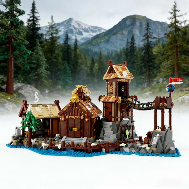 

2026 New 2103PCS Viking Village building block model brick creative model toy adult Christmas birthday gift